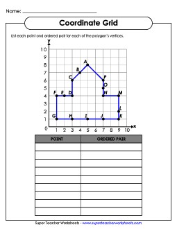 Coordinate Grid - Polygon (Basic) Geometry Worksheet