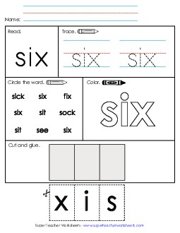 Worksheet 2: Six Sight Words Individual Worksheet