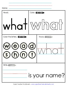 Worksheet 1: What Sight Words Individual Worksheet