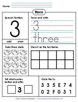 Special Number: 3 Counting Worksheet