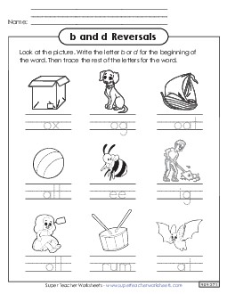 Words with b and d Free Letters Reversals Worksheet