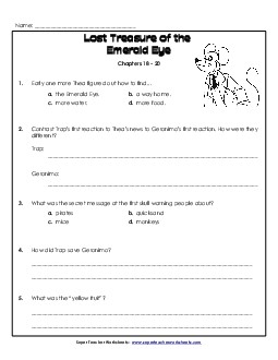 Questions for Chapters 18-20 Book Geronimo Stilton Worksheet