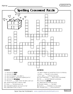 Crossword (E-17) Spelling E Worksheet