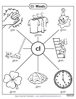 Anchor Chart (Cl- Words) Phonics Blends Worksheet