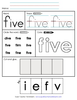 Worksheet 2: Five Free Sight Words Individual Worksheet