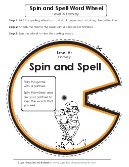 Spin and Spell (A-Hockey) Spelling A Worksheet