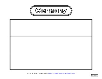 German Flag (Black & White) Free Germany Worksheet