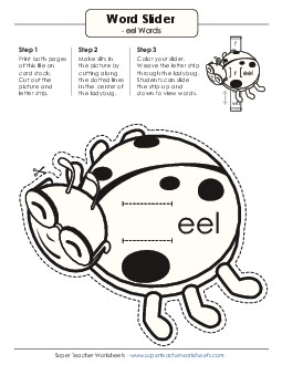 Word Slider (-eel Words) Word Families Worksheet