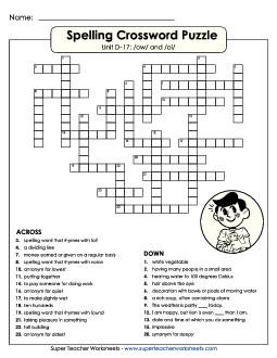 Crossword (D-17) Spelling D Worksheet