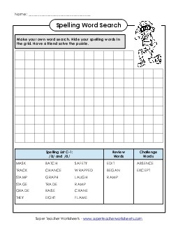 Make-a-Search (C-1) Free Spelling C Worksheet