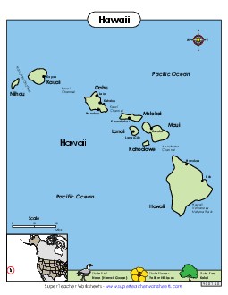 Map of Hawaii State Maps Worksheet