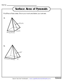 Surface Area of Pyramids Worksheet