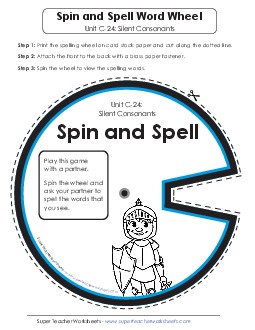 Spin and Spell (C-24) Spelling C Worksheet