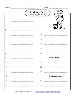 Spelling Test D-3 Spelling D Worksheet