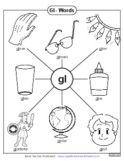 Anchor Chart (Gl- Words) Phonics Blends Worksheet