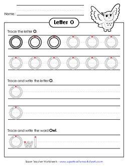 Uppercase O (Outlined Letters) Printing Handwriting Worksheet