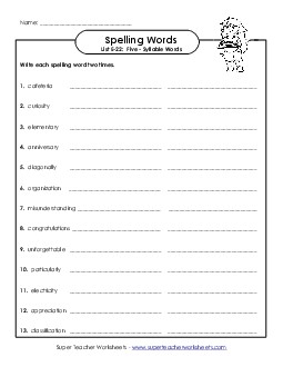 Write Twice (E-22) Spelling E Worksheet