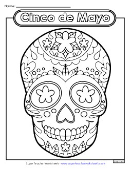 Skull Coloring Page Coloring Pages Worksheet