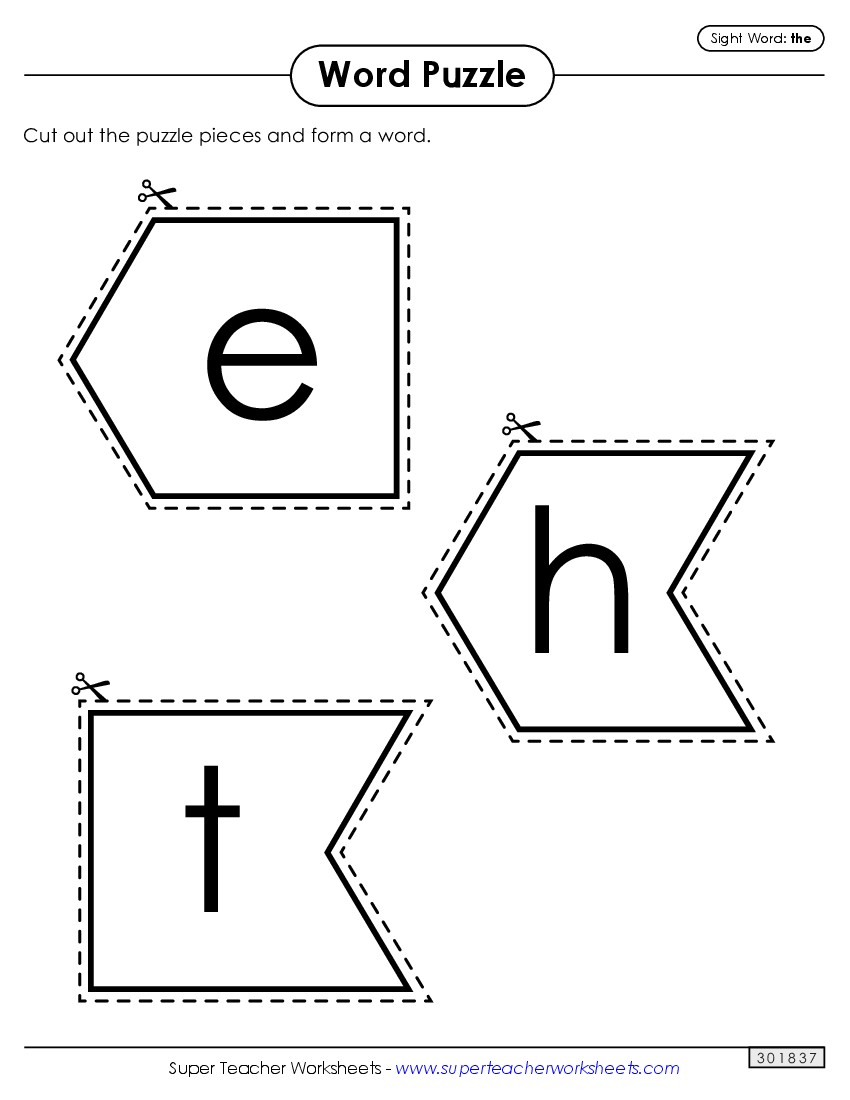 Word Puzzle: The Sight Words Individual Worksheet