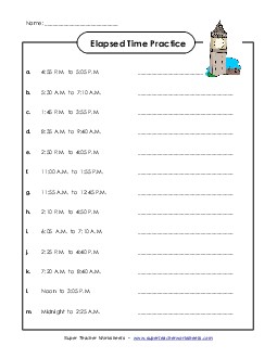 Elapsed Time Practice Worksheet Free Worksheet