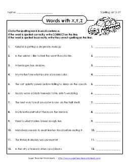 Fix the Misspelled Words (D-27) Spelling D Worksheet