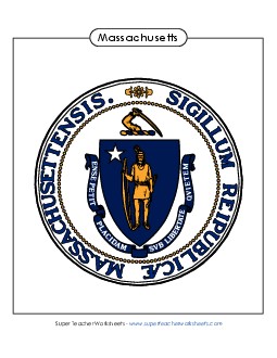 Massachusetts State Seal (Full-Color Version) States Individual Worksheet