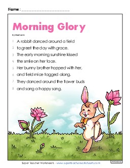 Morning Glory (Poem) Poems Worksheet