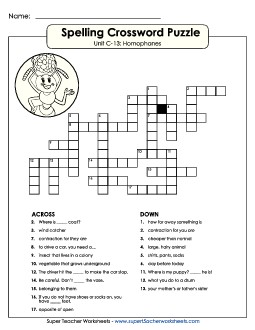 Crossword Puzzle (C-13) Spelling C Worksheet