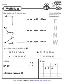 Math Buzz: Week 19 Worksheets 91 through 95 Daily Math Review Worksheet