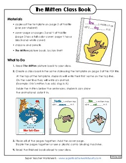 Make a Class Book Picture Book Mitten Worksheet