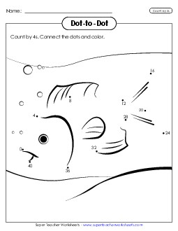 Skip Counting by 4s: Fish Worksheet