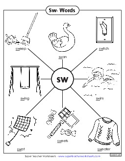 Anchor Chart (Sw- Words) Phonics Blends Worksheet