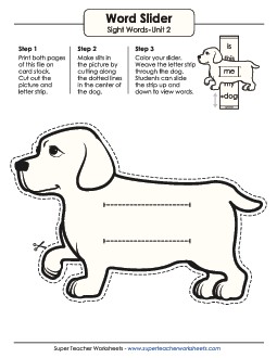 Word Slider (Unit 2) Free Sight Words Worksheet