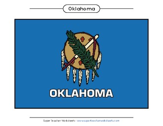 Oklahoma State Flag (Full-Color Version) States Individual Worksheet