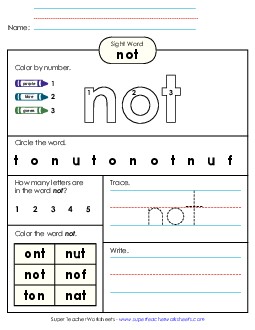 Worksheet 4: Not Sight Words Individual Worksheet