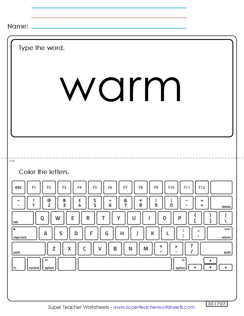 Type the Word: Warm Sight Words Individual Worksheet