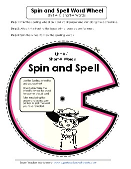 Spin and Spell (A-1) Free Spelling A Worksheet