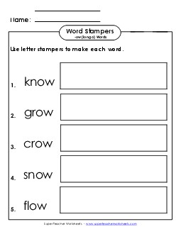 Letter Stampers Activity (-ow Words) Word Families Worksheet