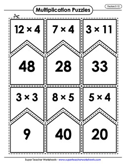 Multiplication Puzzle Match: 0-12 Worksheet