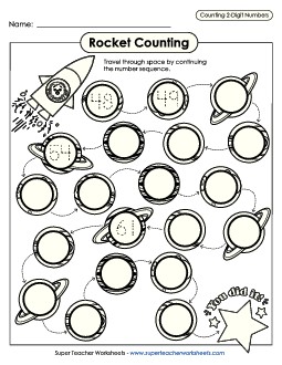 Rocket Counting (2-Digit Numbers) Worksheet