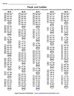 Mystery Graph - Firetruck Mystery Graph Picture Worksheet