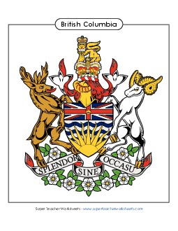 B.C. Coat of Arms (Full Colour) Canada Worksheet