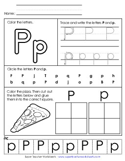 Letter P - Mixed Skills (Basic) Alphabet Worksheet