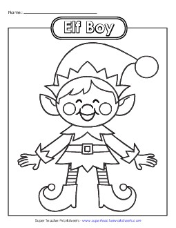 Elf (Boy) Christmas Worksheet