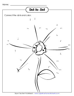 Flower Dot-to-Dot Counting Worksheet