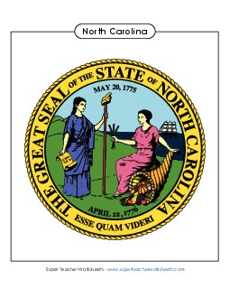 North Carolina State Seal (Full-Color Version) States Individual Worksheet