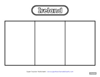 Irish Flag (Black & White) Free Ireland Worksheet