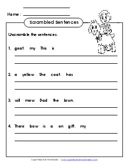 Scrambled Sentences (A-22) Spelling A Worksheet