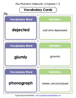 Vocabulary Cards for Chapters 1-2 Books Worksheet