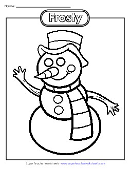 Snowman Free Coloring Pages Worksheet